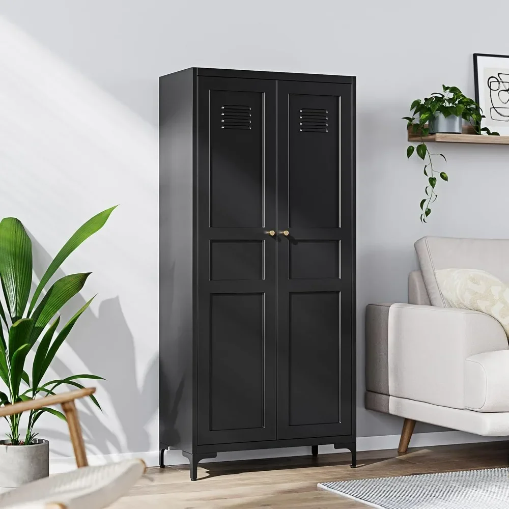 

Metal Pantry Cabinet,Tall Kitchen Pantry Storage Cabinet with Doos and Adjustable Shelves - 61Black Cupboard Cabinet for Kitchen