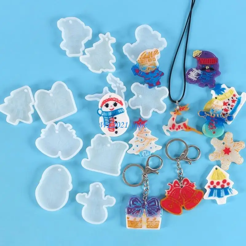 G5GC قالب سيليكون لسلسلة مفاتيح عيد الميلاد اللامعة الشفافة لهدايا عيد الميلاد