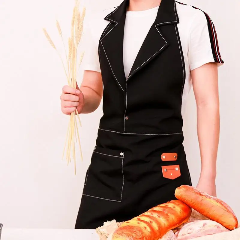 Canvas Apron Milk Tea Coffee Cake Shop Flower Shop Waiter Work Clothes Hairdressing Nail Technicians Apron Printed Logo