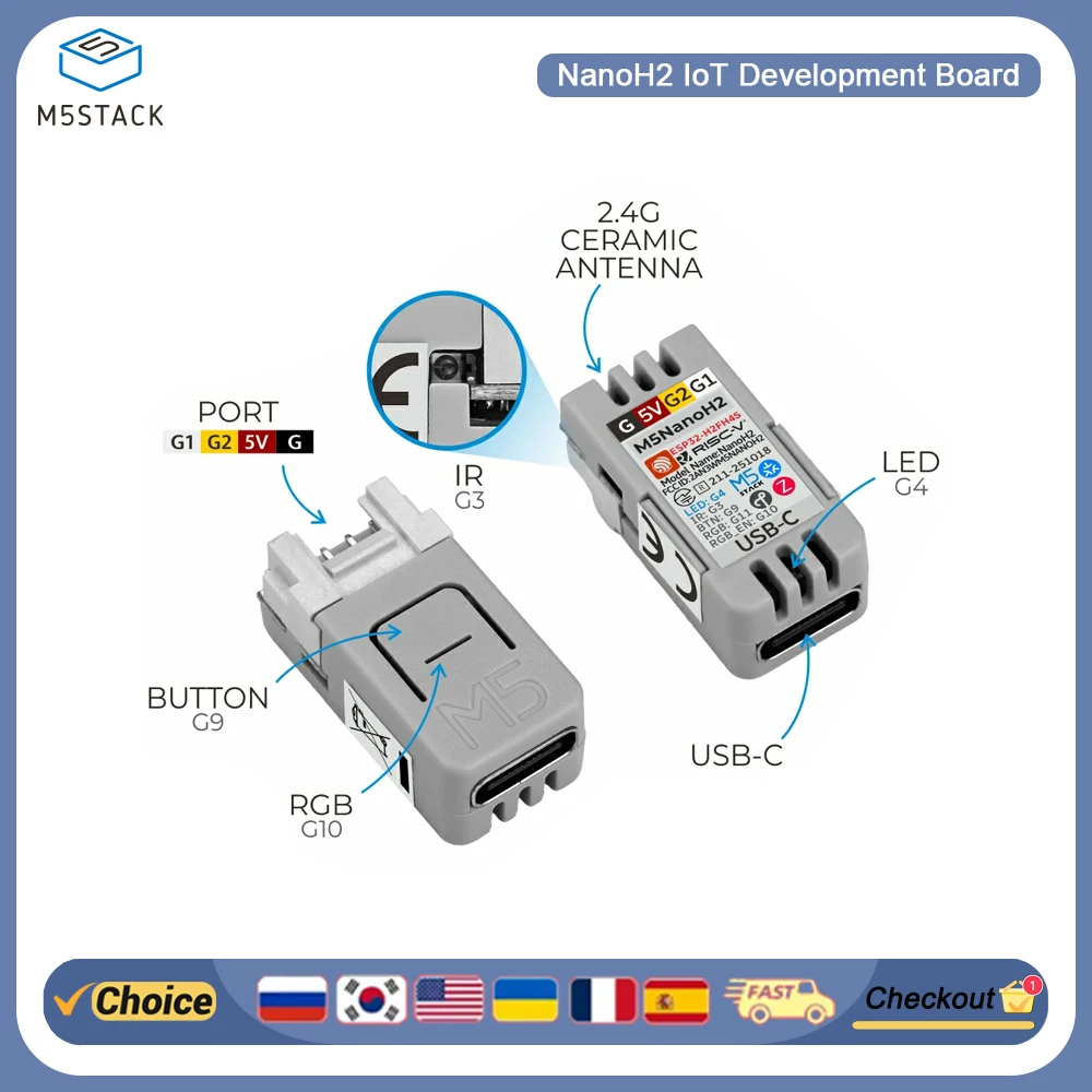 

Компактная плата разработки IoT M5Stack NanoH2 ESP32-H2FH4S SoC IEEE 802.15.4 Подходит для умных домов и промышленного управления