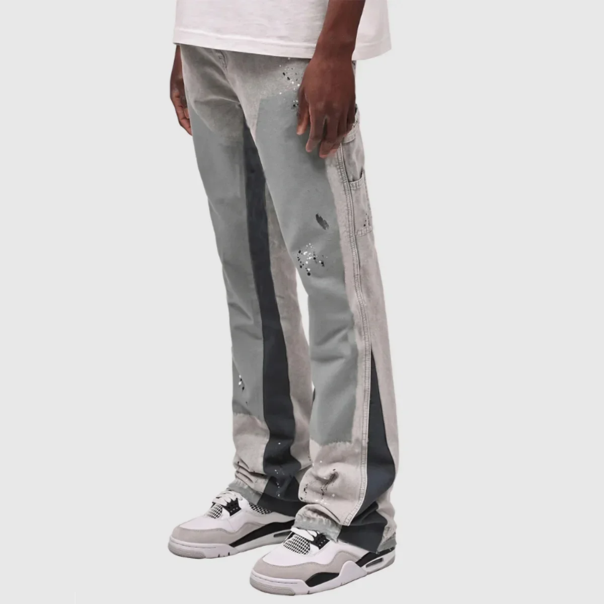 NONE Y2K Painted Patch Stacked Flare Denim Pants 6