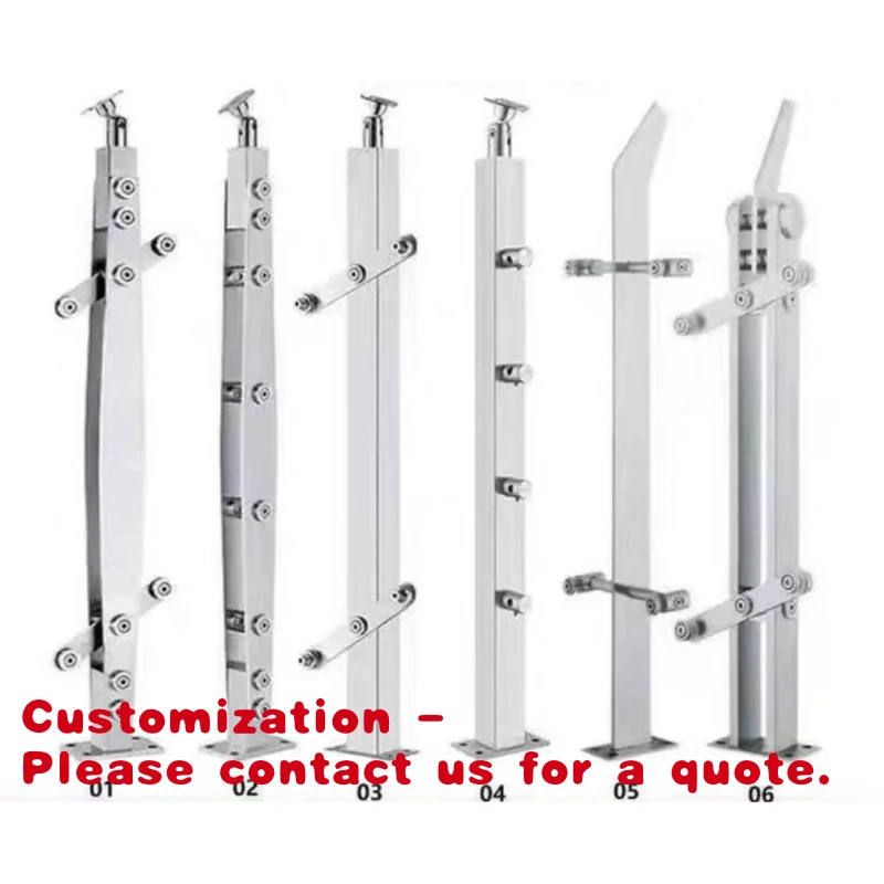 custom.304 Stainless Steel Column Glass Railing Balcony Balustrade Floor Mounted Stairs Application