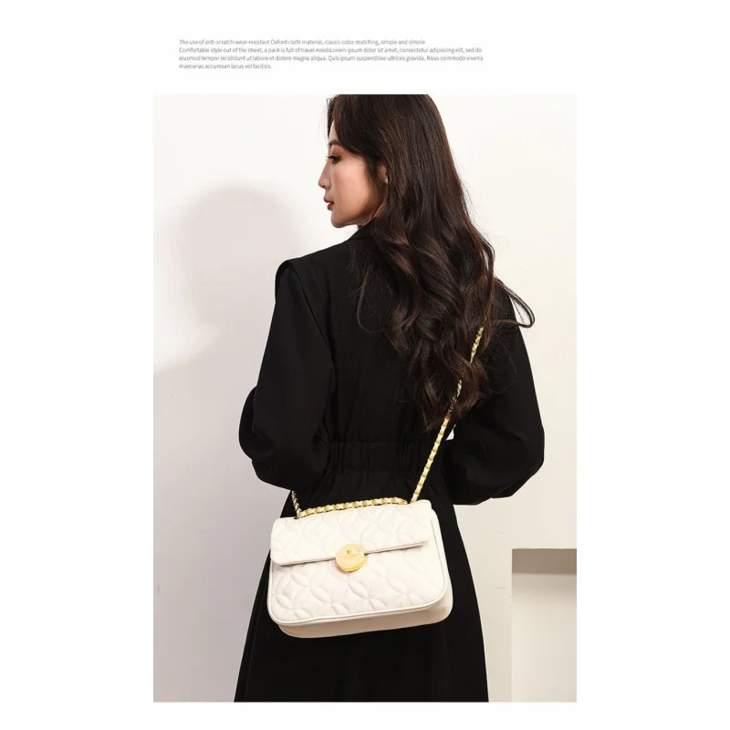 حقيبة كروس نسائية أنيقة مصنوعة من الجلد المطبوع بخشخشة، نمط باريس المكرر اليومي ​