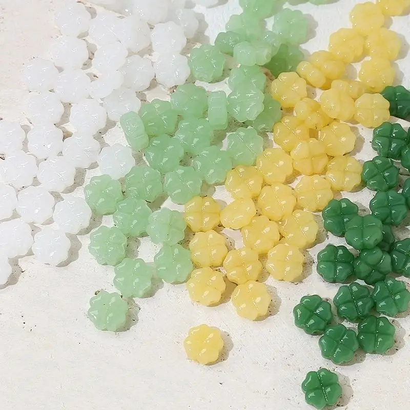 10 sztuk DIY naturalny jadeitowy agat czterolistna koniczyna akcesoria do koralików moda prawdziwa biżuteria kamień szlachetny Amulet luksusowe najlepiej sprzedające się prezenty