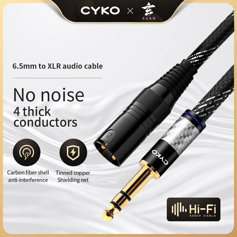 CYKO Audio Cable HiFi 6.5mm To XLR Cables Double-layer Screen 6N OFC 6.35mm To XLR Male To Male for Microphone Amplifier