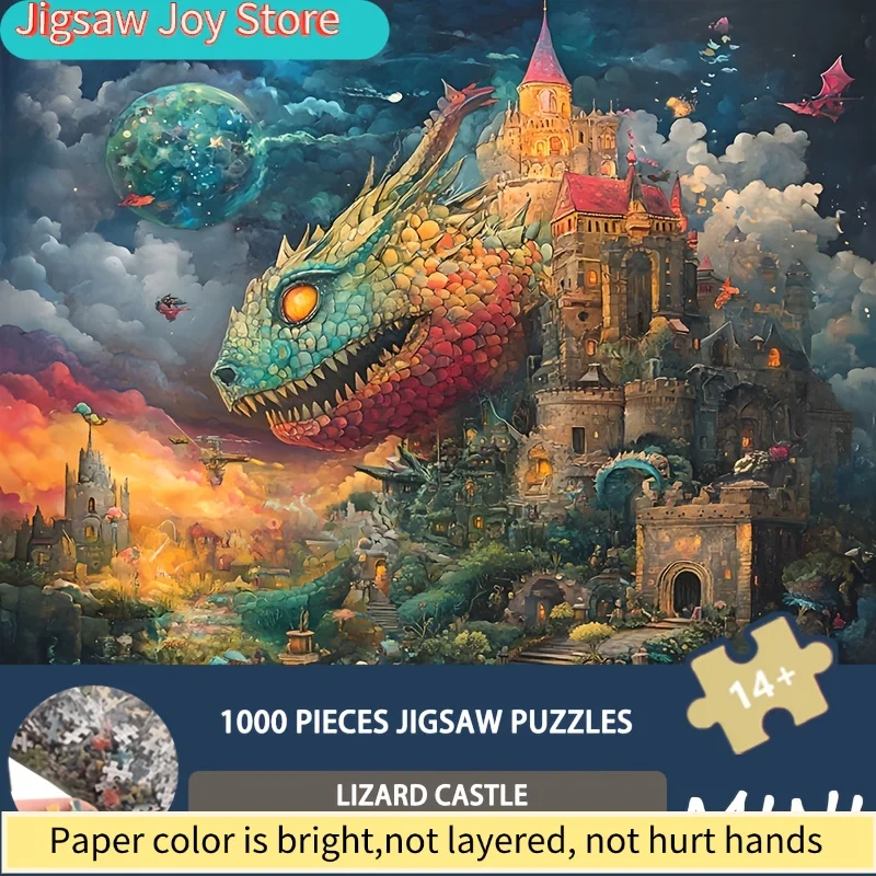 Micro Puzzle Mini Size Jigsaw 1000pcs LizardCastle Art Fantasy - Premium Thick Cardboard, Home Decor 38x38cm