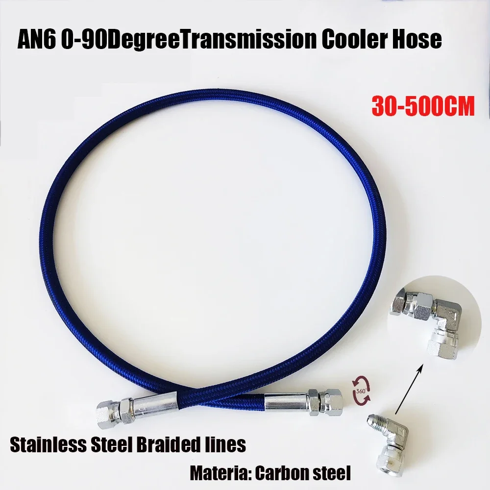 

Universal AN6 0-90 Degree Conversion Joint Transmission Cooler Hose Nylon Braided lines 30-500CM Fuel Braided Pipe lines Hose