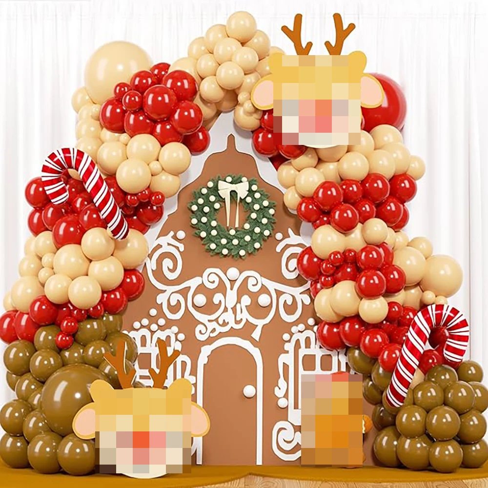

152 шт., рождественские тематические воздушные шары, гирлянда в стиле ретро, телесный цвет хаки, красный комплект арки из воздушных шаров, рождественские конфеты, украшение для рождественской вечеринки