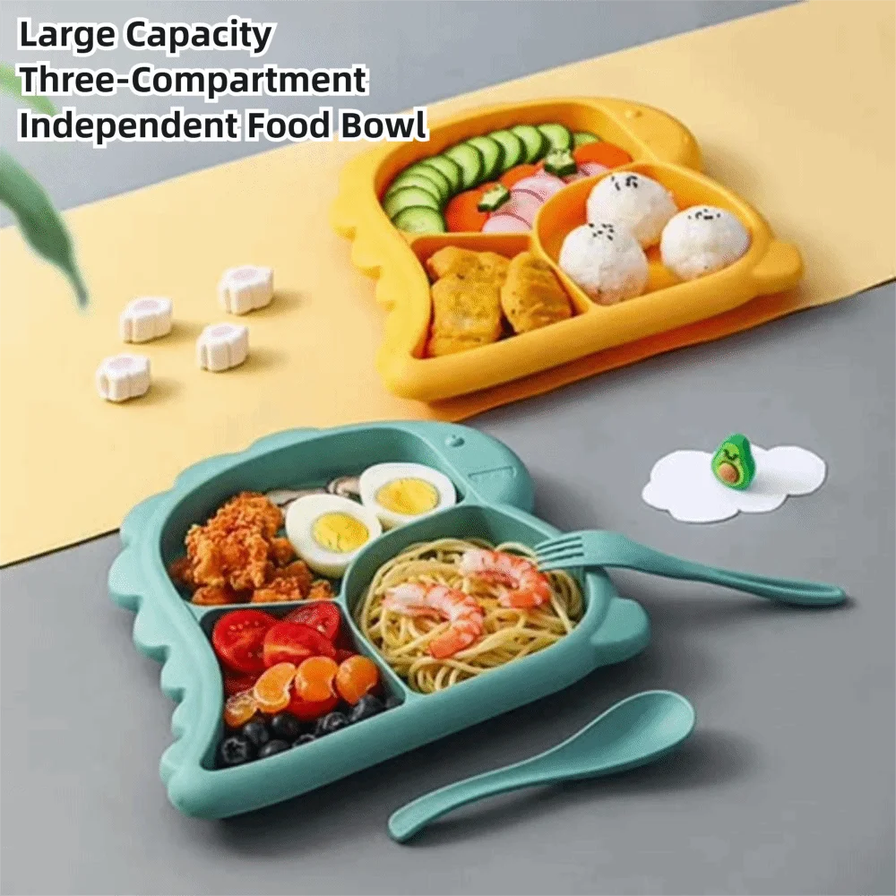 New Dinosaur Shape Bowls Plates Set Food Feeding Spoons Forks Food Tableware Set Cartoon Kid Dishes Set