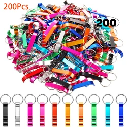 200Pcs Beer Bottle Openers Colored Bottle Opener Keychain Aluminum Alloy Colorful Mini Pocket Beer Beverage Opener