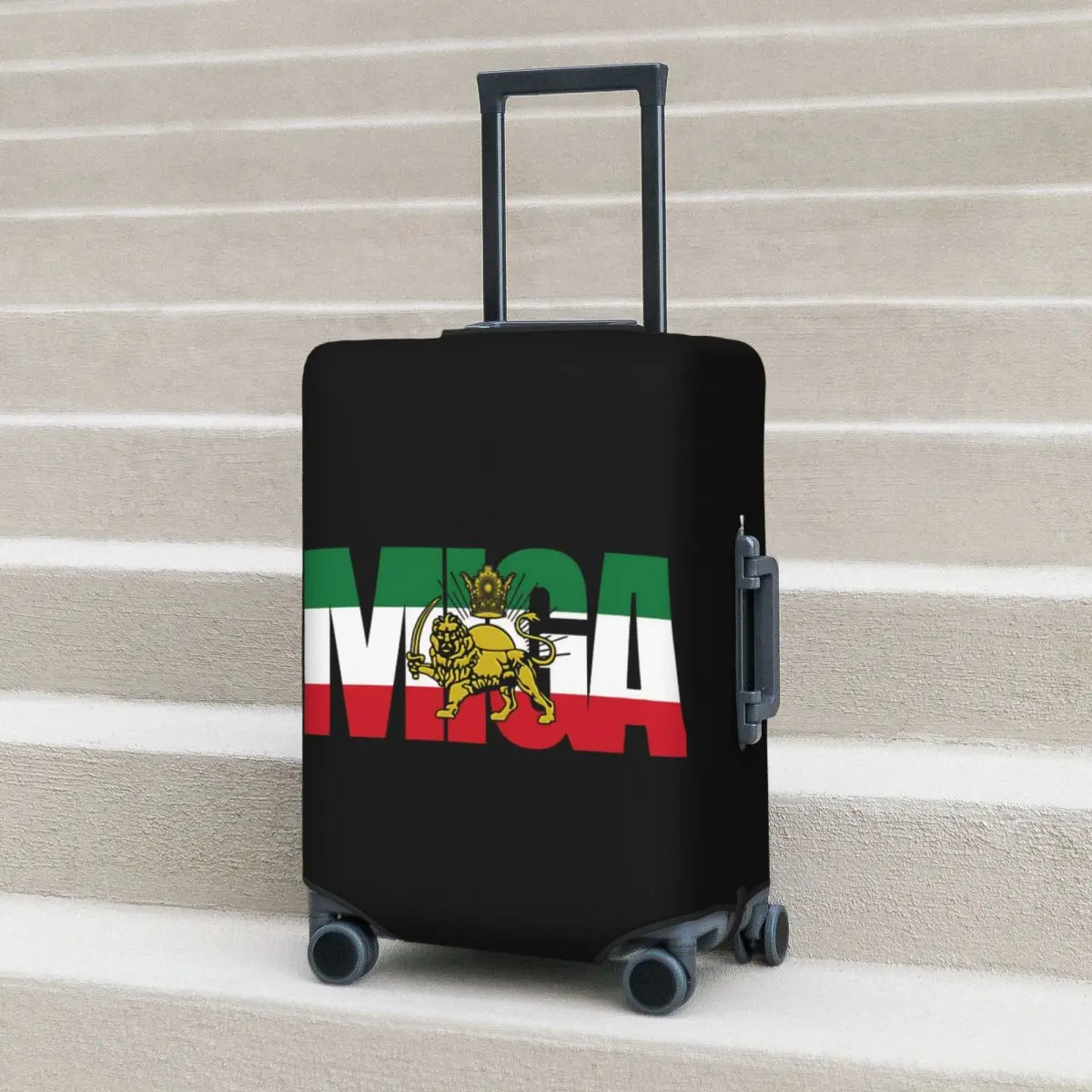 

Чехол для чемодана с изображением иранской карты, льва и солнца, с королевским флагом, эластичный, для круизных поездок, защитный, для отпуска