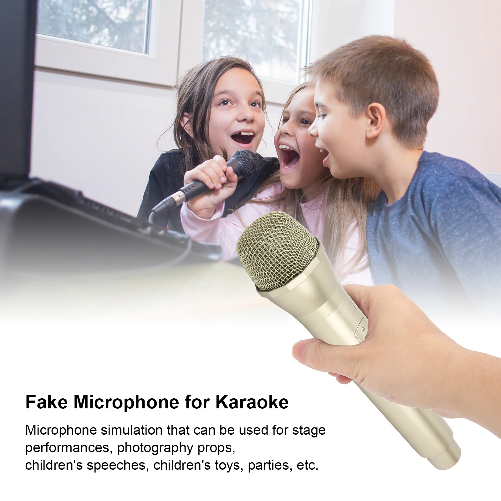 Microfono ad aletta in plastica Microfono realistico per spettacoli di danza karaoke Microfono per esercitazioni per microfono ad puntello per microfono ad puntello per karaoke