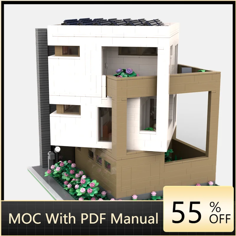 

Современные модули, линия городской виллы 2, модель MOC, строительные блоки, кирпичи, креативная сборка, игрушка «сделай сам», подарок на день рождения, 3287, детали