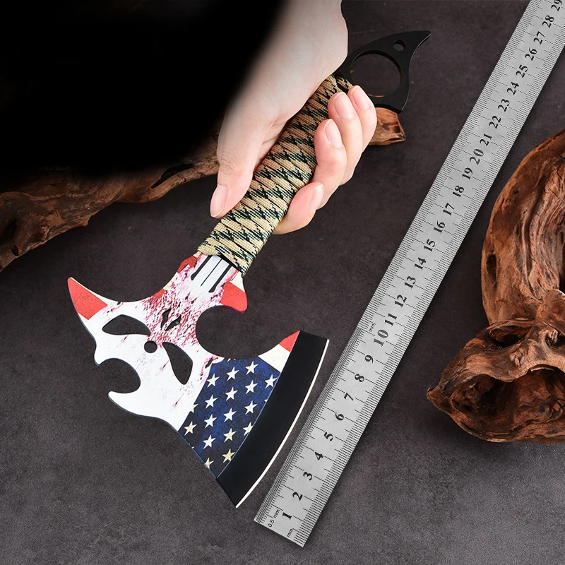 Outdoor Portable EDC Multifunctional Skeleton Tactical Axe Stainless Steel Camping Car Emergency Window Breaking Tool