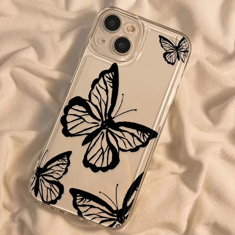 Butterfly Clear Soft Case For Samsung S25 Ultra S24 S23 S22 Plus S21 S20 FE A56 A36 A26 A55 5G A54 A53 A52 A33 A34 A32 A35 Cover
