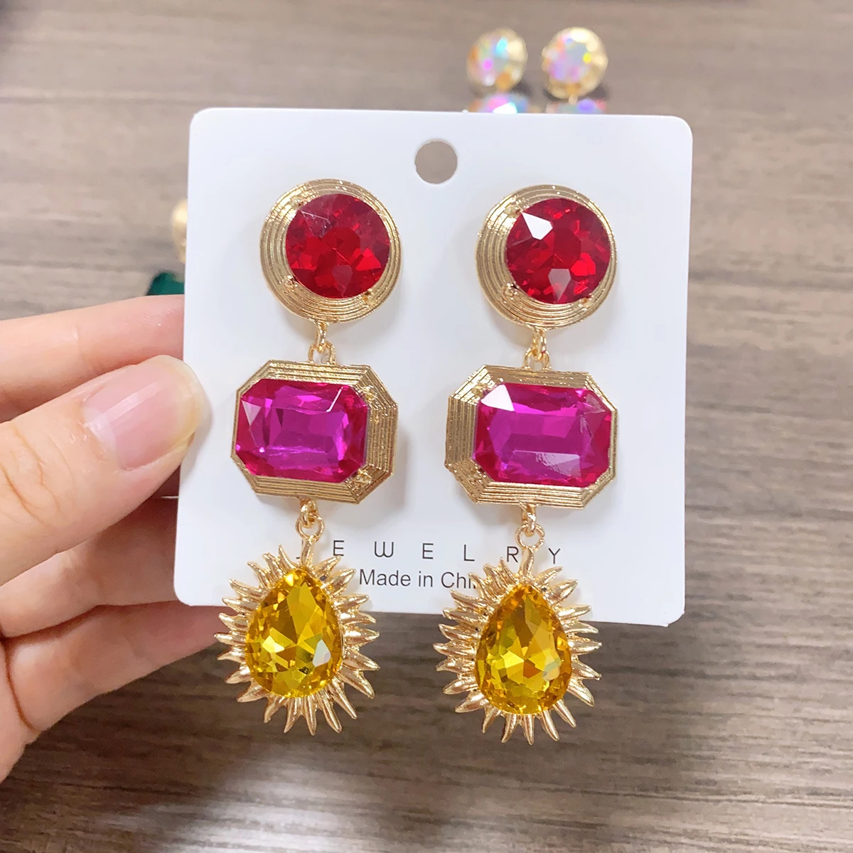 Luxury Elegant Colorful Vintage Style Faux Gemstone Drop Earrings for Women Suitable for Party Prom Wedding Jewelry