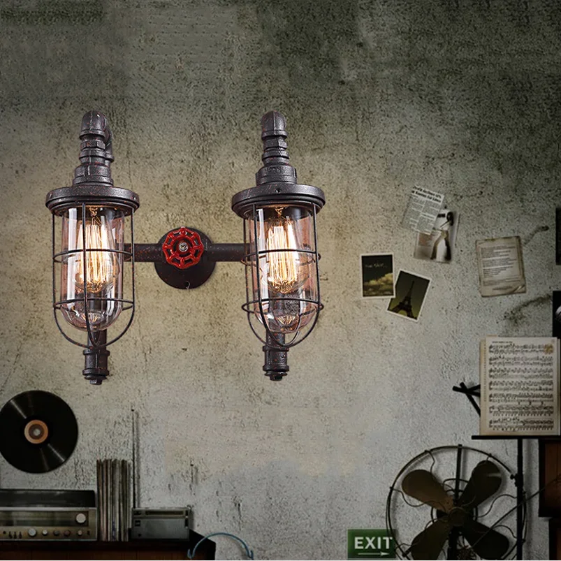 Industrial Style Water Pipe Wall Lamp American Retro Casual Dining Guest Cafe Bar Aisle Decorative Iron Pipe Wall Lamps