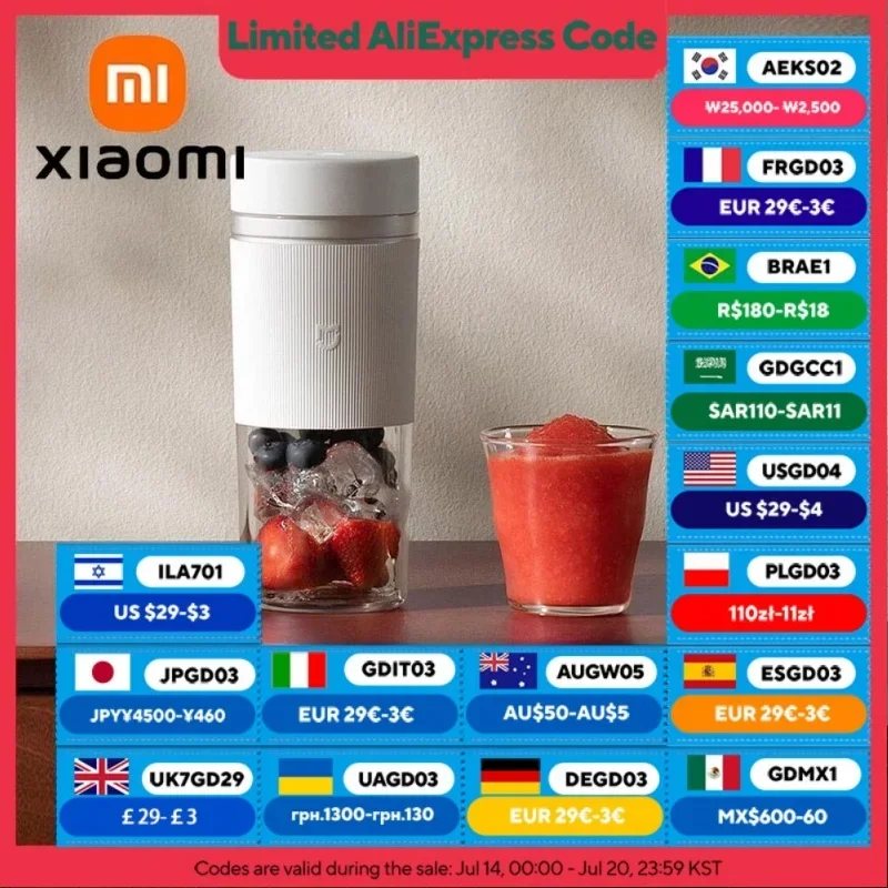 

XIAOMI MIJIA Portable Juicer Cup 2 Electric Fruit Blender Machine Orange Juicer Kitchen Food Processor Make Juice Extractor Home