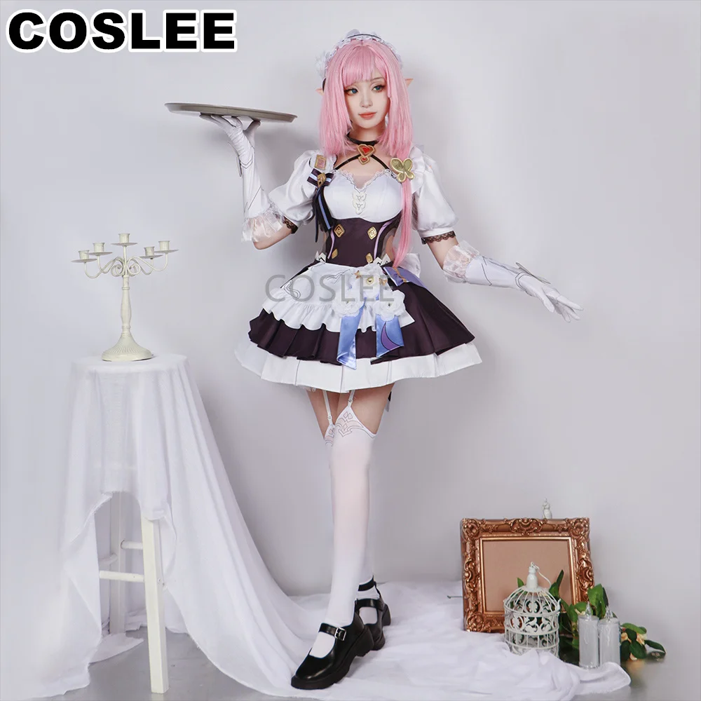 

COSLEE Honkai Impact 3rd Elysia Miss Pink Fairy Sweetheart Maid Uniform Dress Cosplay Costume Halloween Party Outfit Women XS-3X