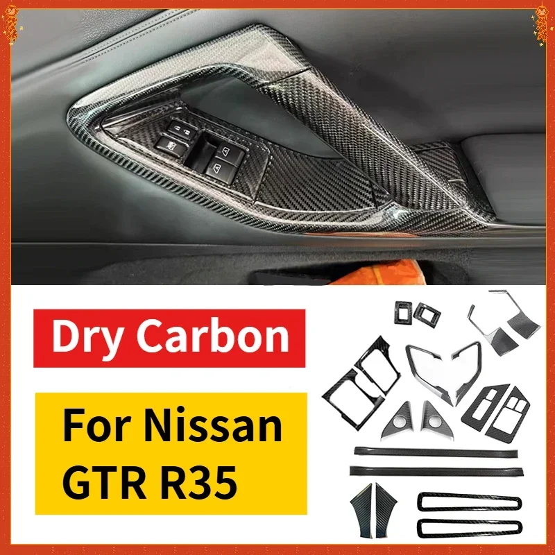 

For Nissan GTR R35 Real Dry Carbon Fiber 2008-2016 Interior Door A Pillar Speaker Panel Sill Cover Trim Modification Accessories