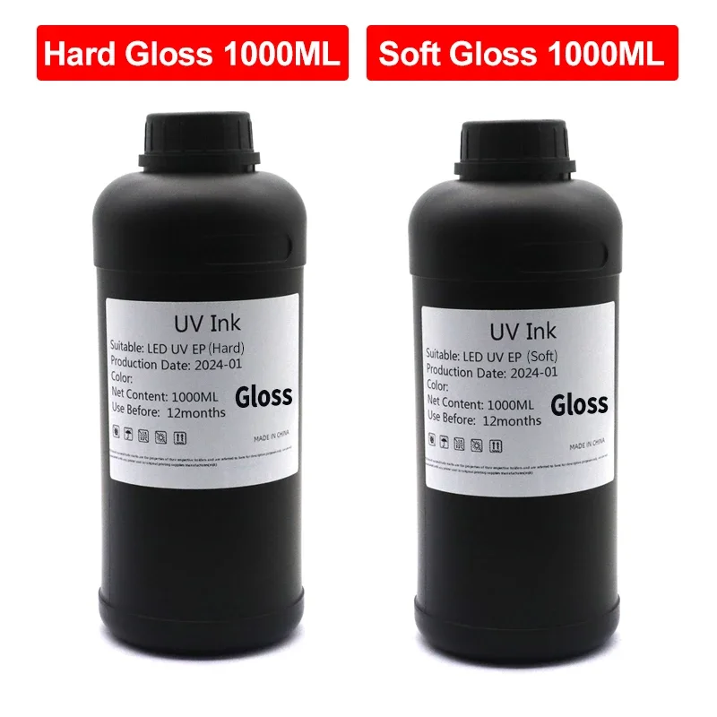 500ML 1000ML LED UV Ink Gloss For TX800 XP600 L800 L1800 L805 DX4 DX5 DX6 DX7 DX10 Printhead For Epson 1390 R1800 UV INK Varnish