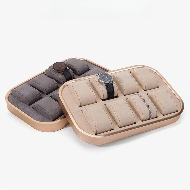 Metal Watch Brushed Trays Leather Bracelet Jewelry Display Trays High-end Feeling Durable Storage Home Decor Tabletts ZY40TP