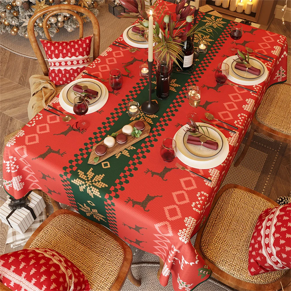 Bow Snowflake table cloth elk four-leaf clover table cloth Christmas party table cloth end table tablecloth New Year holiday