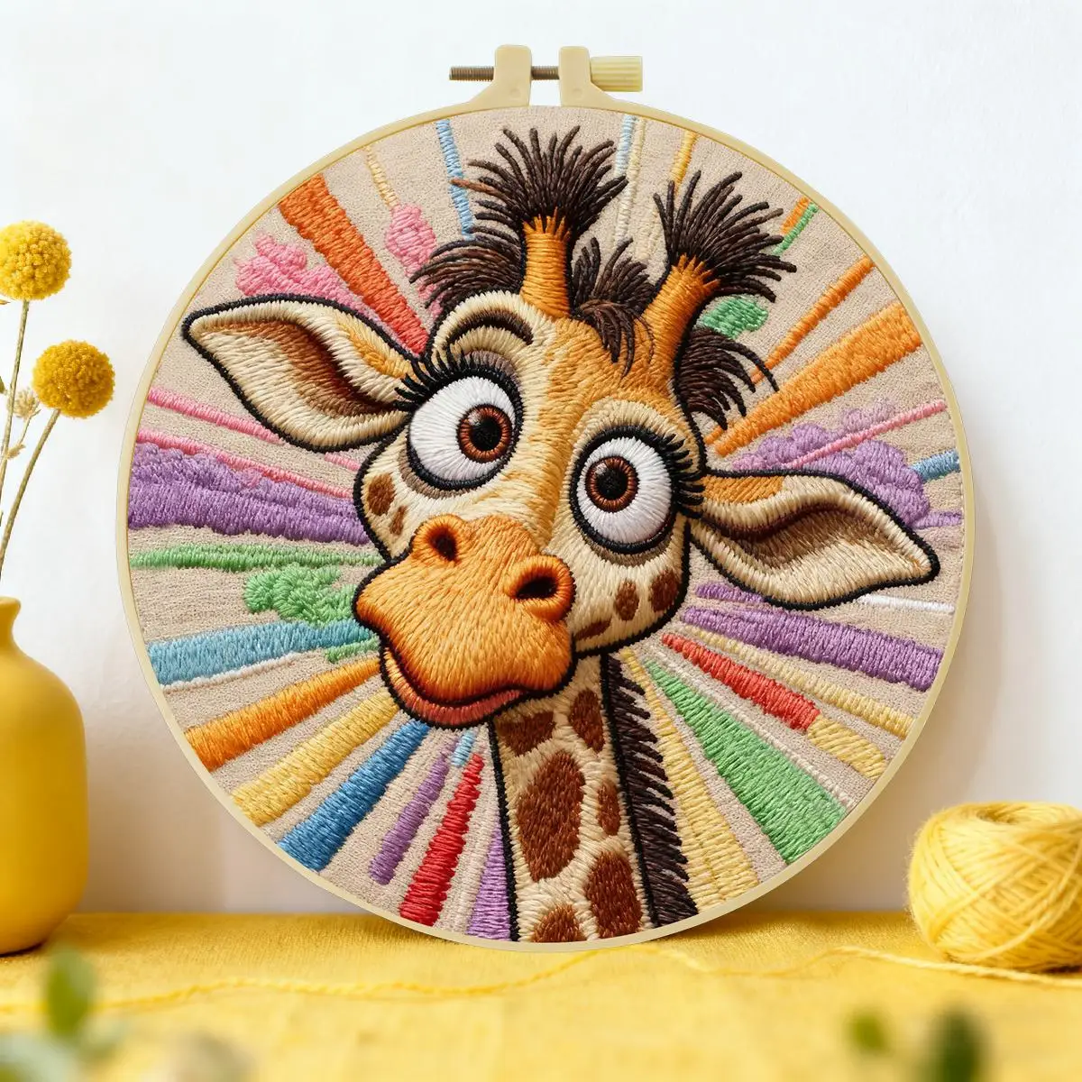 1 Stück 20X20CM/15X15CM 7,87/6,3 Zoll Giraffen-Stickerei-Starter-Kit DIY-Kit DIY-Stickerei-Set Handarbeiten Nadelkunst Nähkunst – Detail 1
