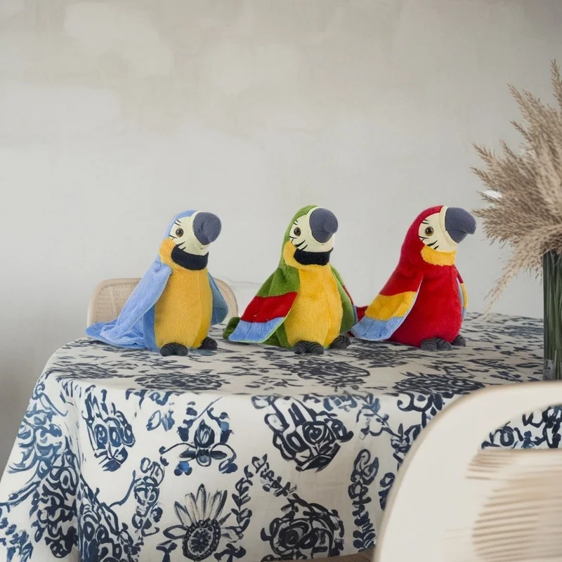 Mówiąca papuga ara, powtarza to, co mówisz, pluszowa zabawka, elektroniczny rejestrator, animowana ptak, mówiąca papuga, pluszowy zwierzak.