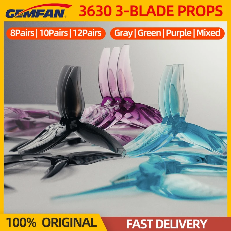 8/10/12Pairs Gemfan Hurricane 3630 3-Blade Propeller CW/CCW 3.6X3X3 PC Props For FPV Freestyle 3.5inch Toothpick Foxwhoop Drone