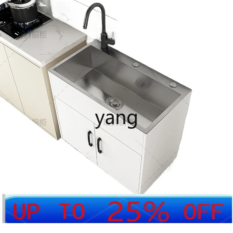 خزانة حوض شرفة حوض خضروات متكاملة من الفولاذ المقاوم للصدأ للمطبخ LMM #1