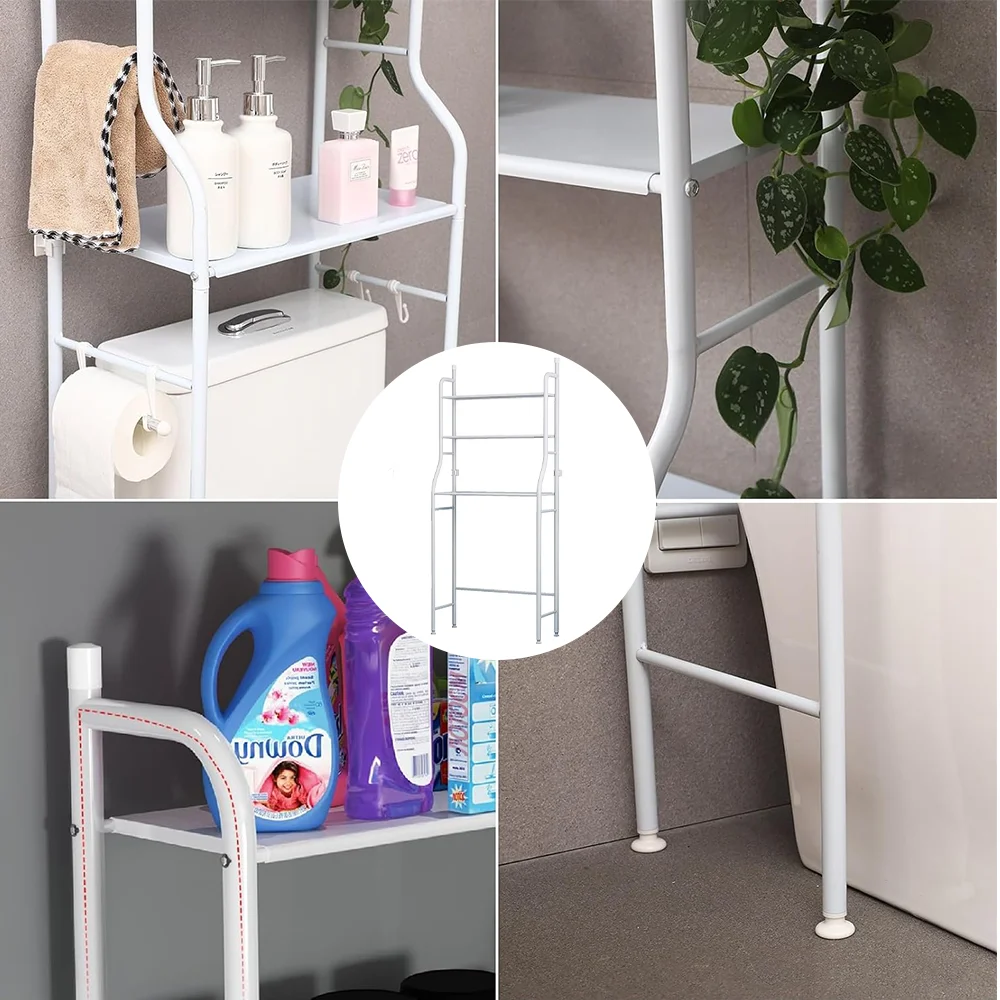 3-stufiges Badezimmer-Aufbewahrungsregal für Waschmaschinen, Toilettenregal aus Metall über dem Toilettensitz, Badezimmer-Aufbewahrungsplattform – Detail 9