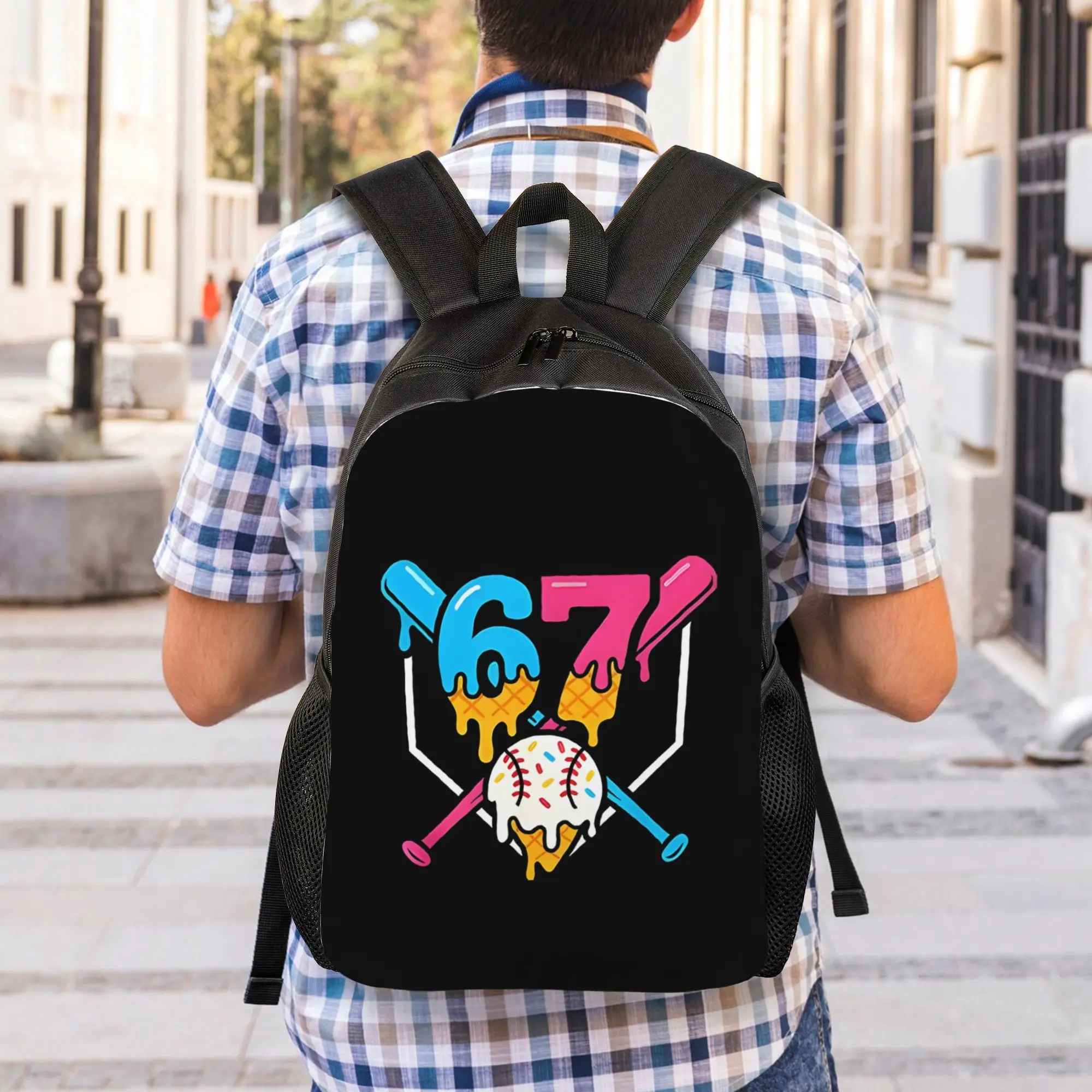 

Back to school season Fashion Six Seven Baseball Ice Cream Drip Cool 67 Gen Alpha Slang Handbag Students Bookbag Backpack