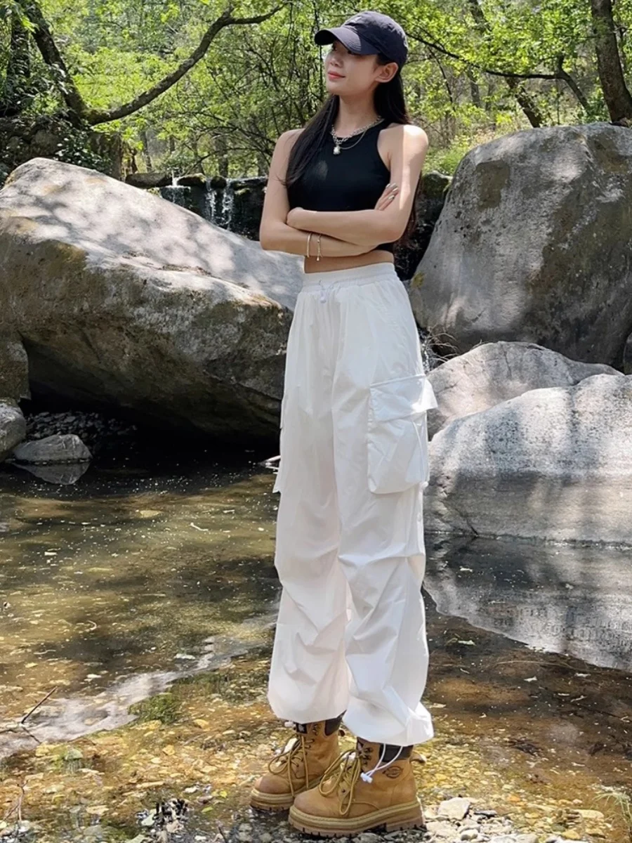 

American Sle White Work Pants Women's Summer New Thin Climbing Pants Casual Qui Dry Sports Trousers High Waist Long Pants