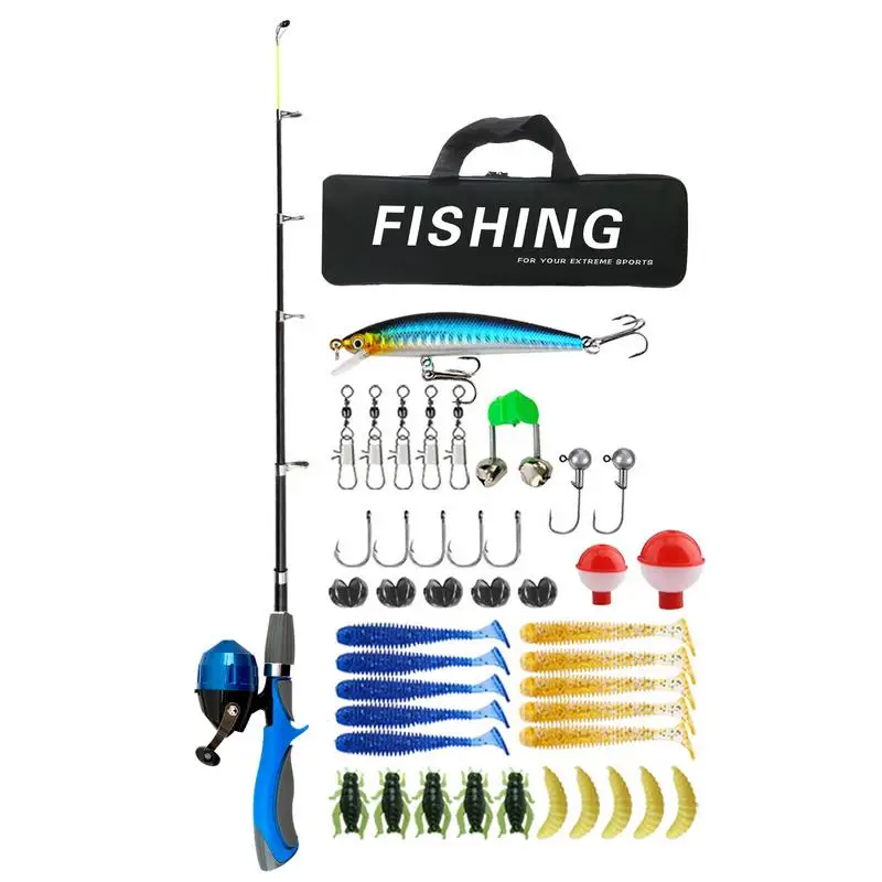 

Kids Fishing Gear Portable Fishing Rod And Reel Combos 1.6m/5.25 Feet Telescopic Fishing Rod Kids Fishing Gear Full Kits With