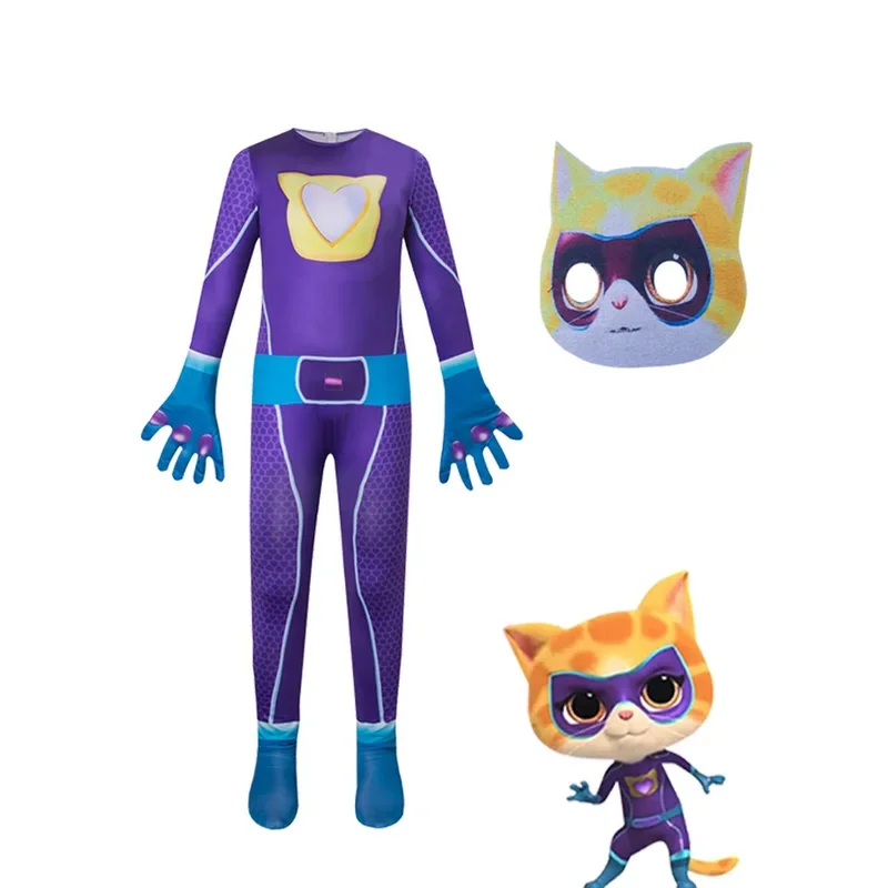 Juego Anime Super Kitties mono juego de rol ropa ajustada niño niña trajes de espectáculo escénico ropa Super Cat Body