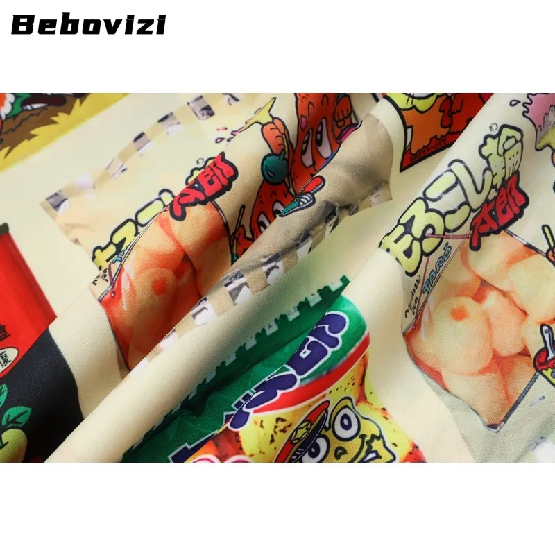 Japanese Cartoon Print Men Hawaiian Shirt Streetwear Beach Turn-down-collar Shirt Casual Summer Short Sleeve