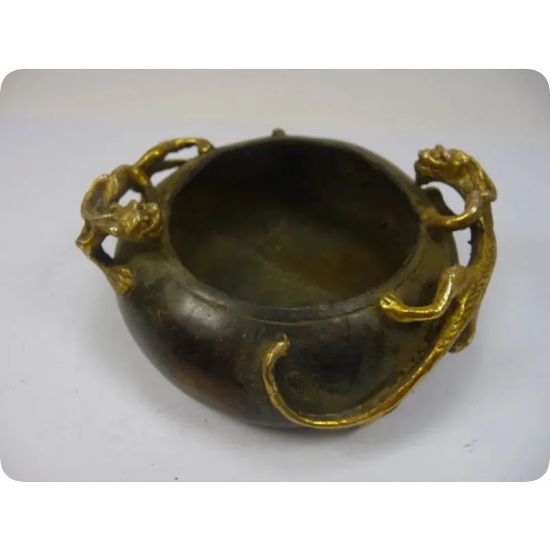 collectable! old decorated Chinese handwork copper sign Incense Burners 2 tigers