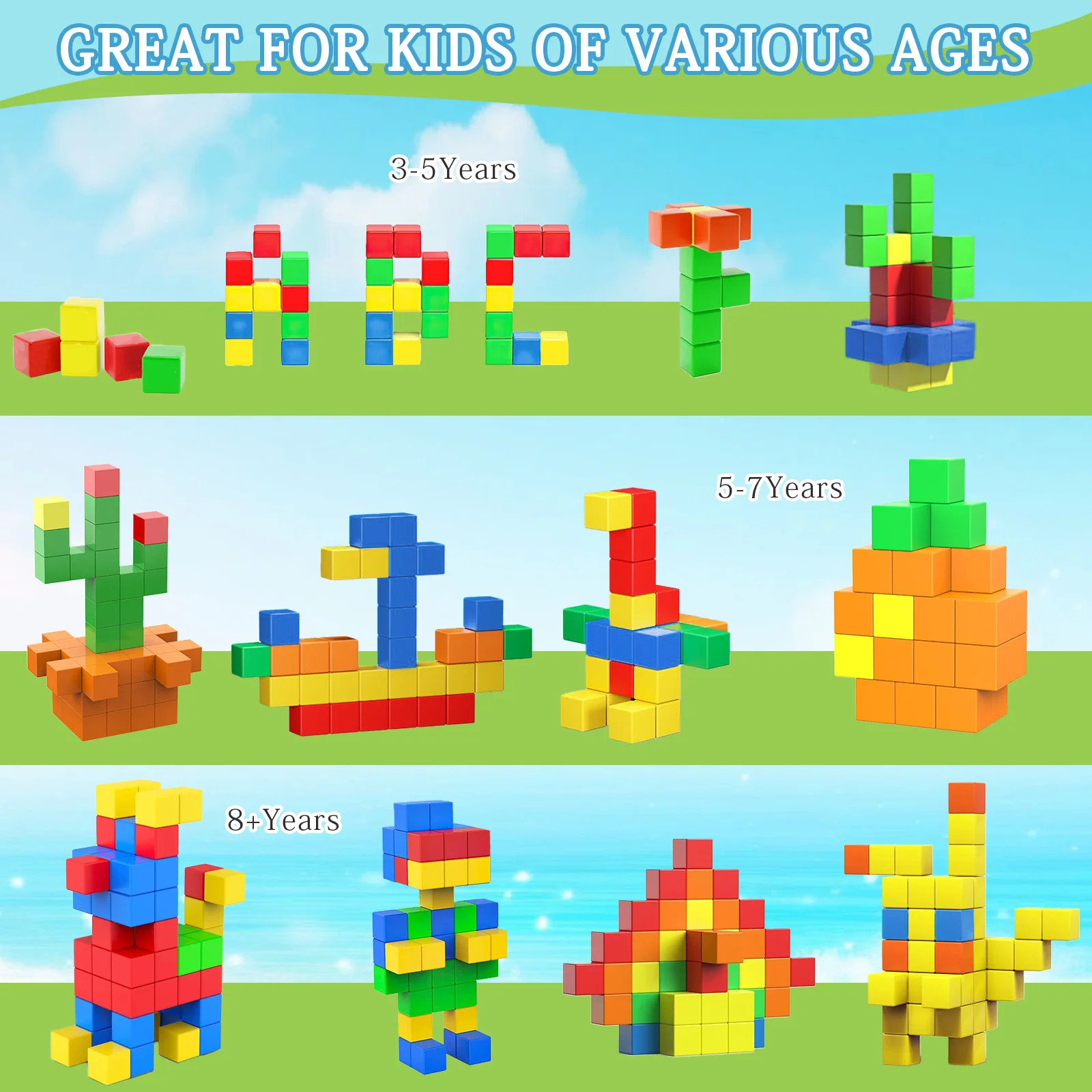 ثلاثية الأبعاد حجم كبير 41 قطعة اللبنات المغناطيسية 1.3In/3.3 سنتيمتر ألعاب مغناطيسية للبنين والبنات مكعبات البناء التعليمية لمرحلة ما قبل المدرسة