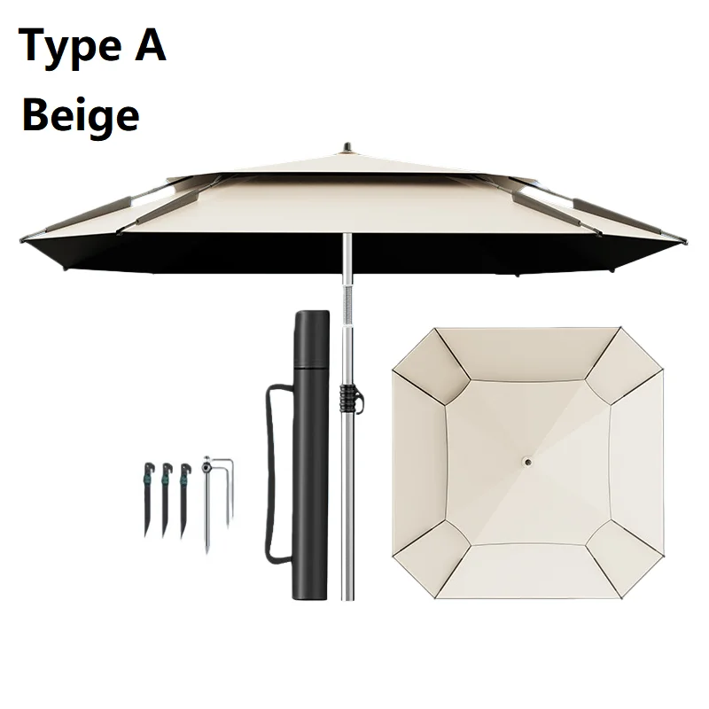 Sombrilla de Pesca Octogonal Nueva de 2.0-2.6M, Parasol Grande para Exteriores, Sombrilla de Playa, Sombrilla de Pesca Innovadora Mejorada