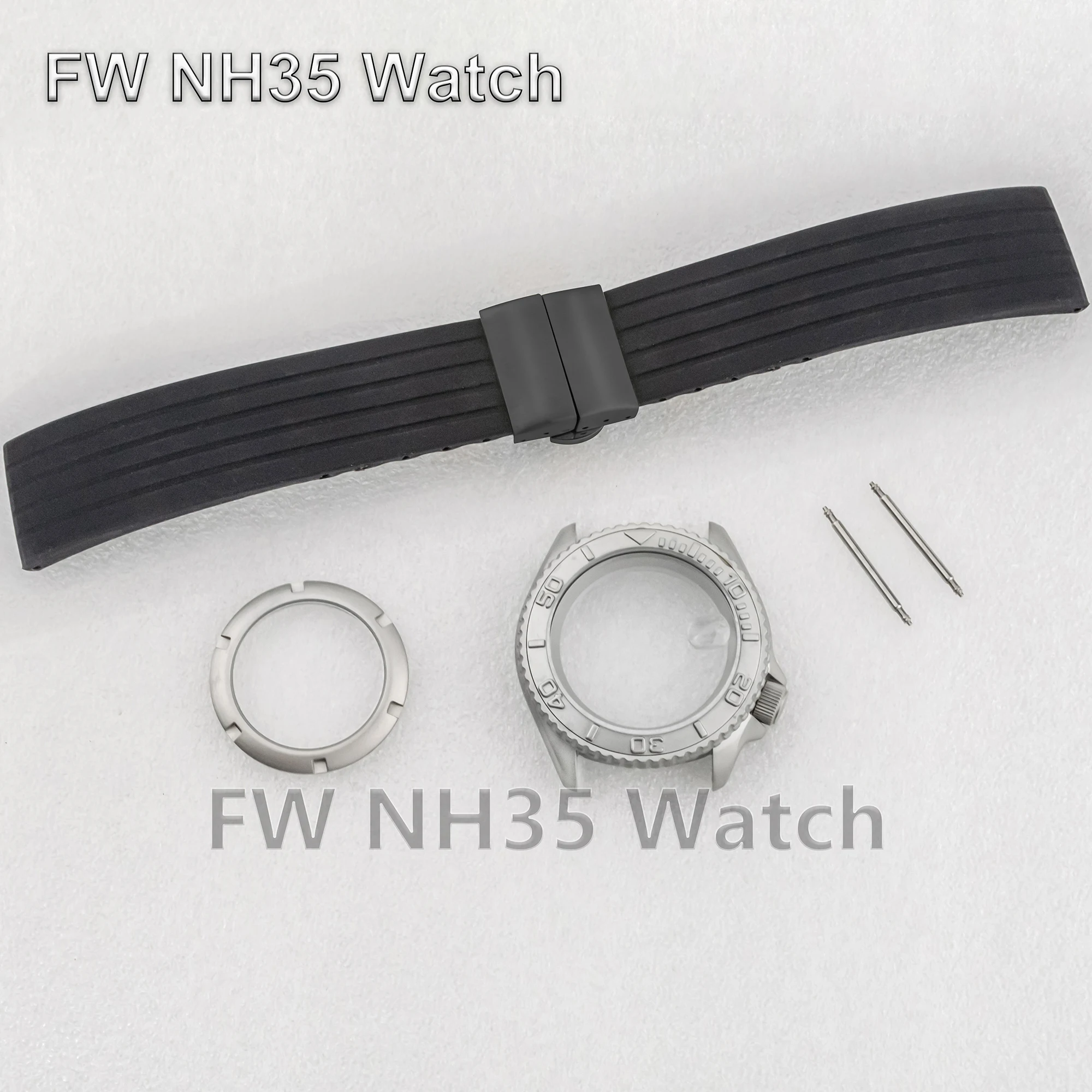 

42mm Watch Case Rubber Strap Sapphire Glass Waterproof 316L Solid Stainless Steel Case for SKX007 fit NH35/36 Automatic Movement