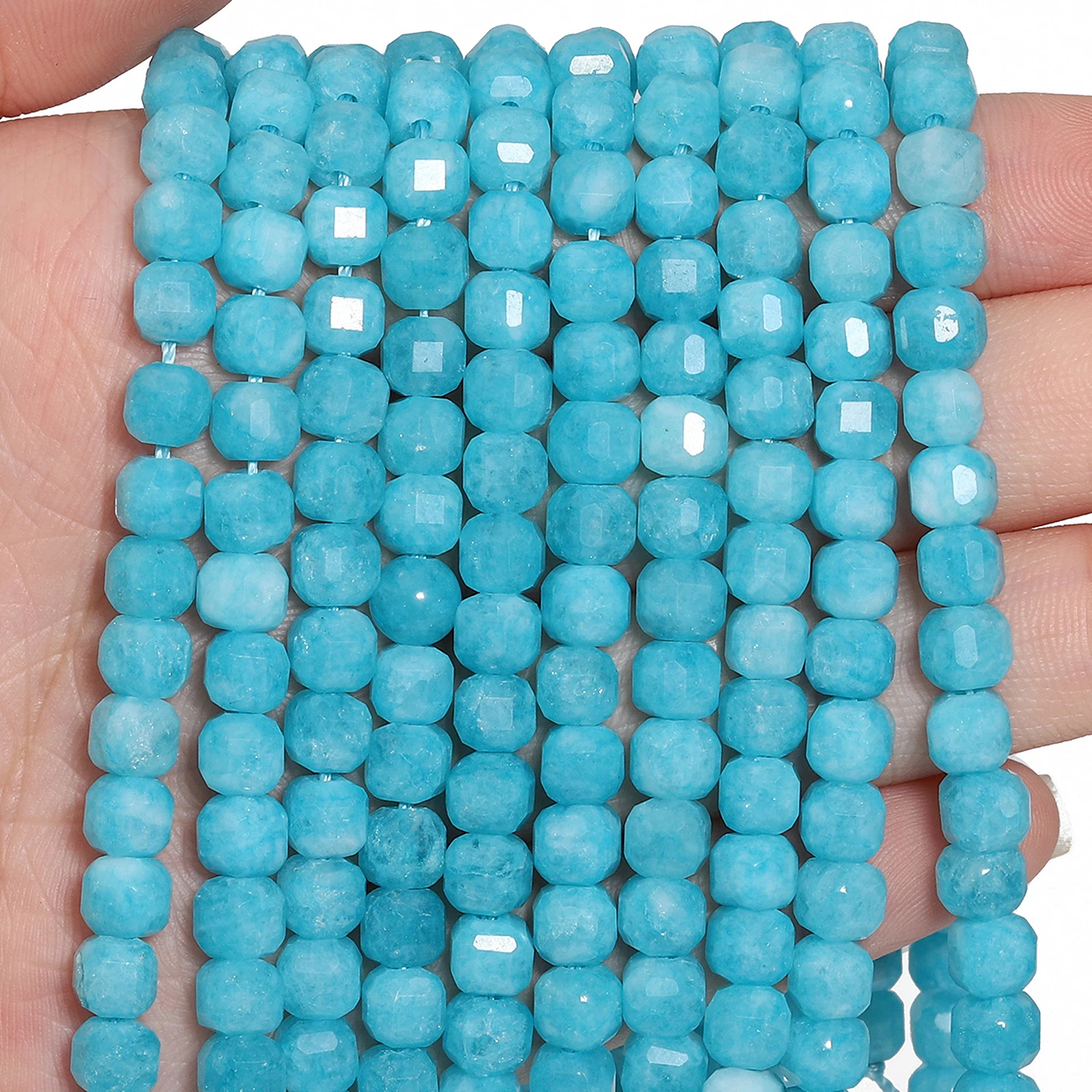 5mm Facted Cube Shape Beads Blue Chalcedony Loose Stone Beads for Jewelry Making Diy Bracelet Beadings Accessories Wholesale