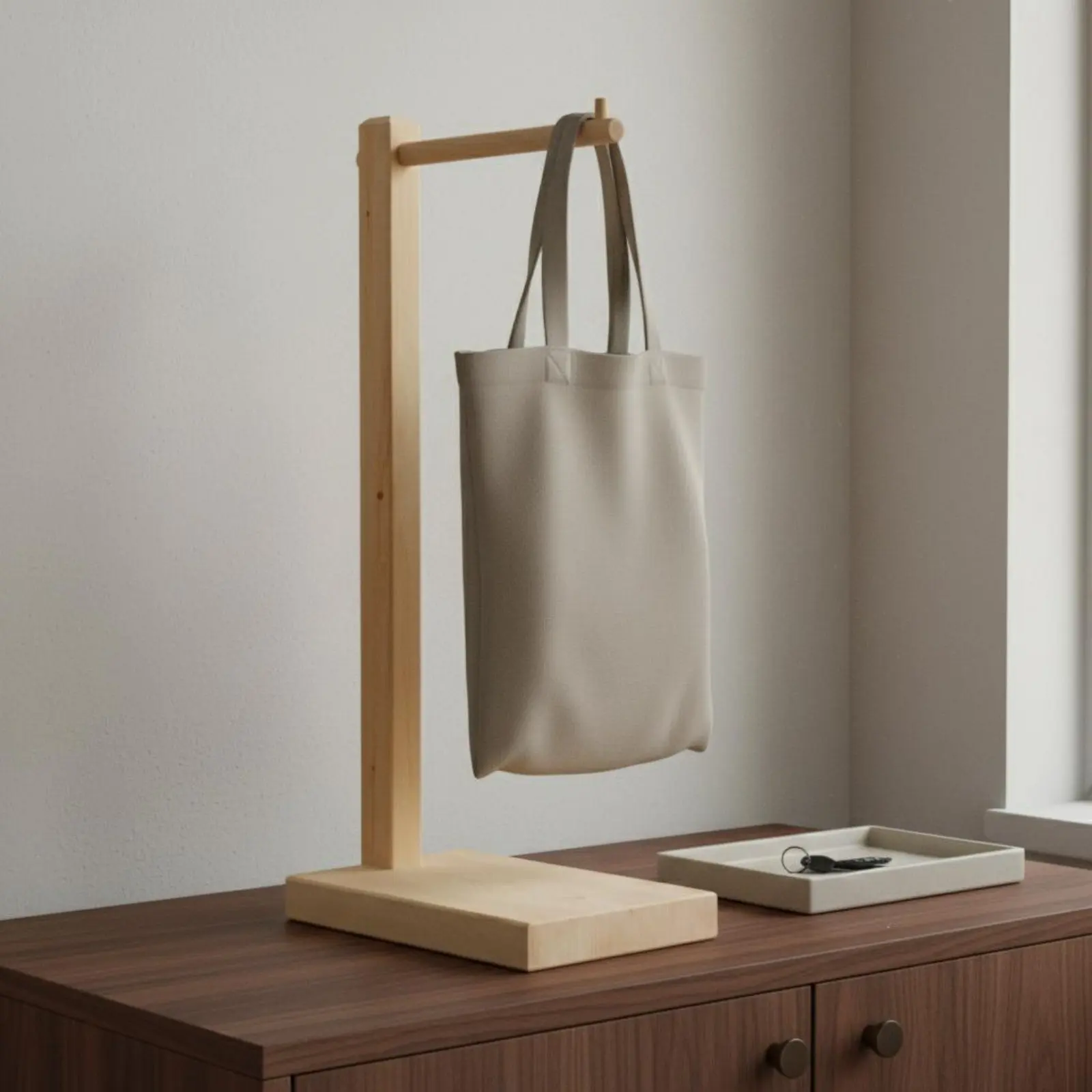Pure Wood Bag Stand Sturdy Base Handbag Display Stand Countertop Bag Hanger Versatile Usage Household Storage Easy Assembly view 4