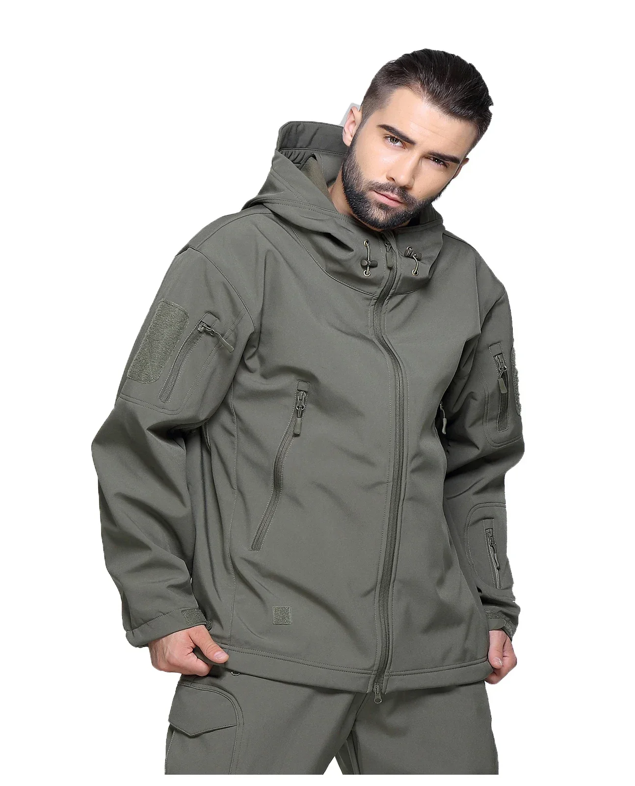 

Spring and Autumn Tactics Imitation Shark Skin Texture Soft Shell Thickened Mountaineering Breathable Windproof 5XL 6XL Jacket