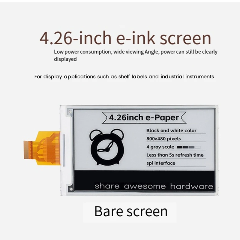 4.26Inch E-Paper Display 800X480P 3.3V Black White Color For Raspberry Pi Jetson Nano Arduino STM32