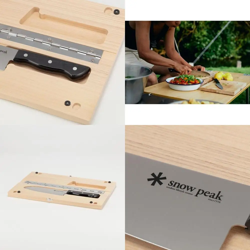 

Портативный складной разделочный блок из натурального березового дерева с ножом из нержавеющей стали для кемпинга и пикников — большой размер