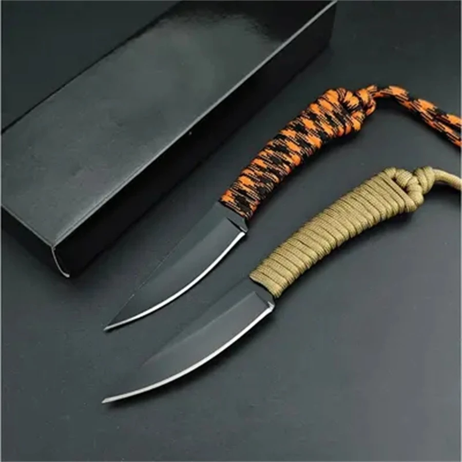 Speedgoat-cuchillos rectos fijos para exteriores, mango de cuerda de nailon multifuncional para el desierto, multiherramienta EDC para acampar, pescar y cazar