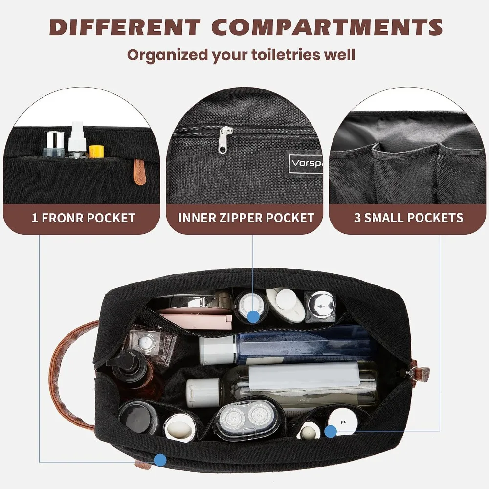 Travel Toiletry Bag Leather Canvas Toiletry Bags Dopp Kit Shaving Kit Storage Holder Shaving Bag Strorage Travel Accessories