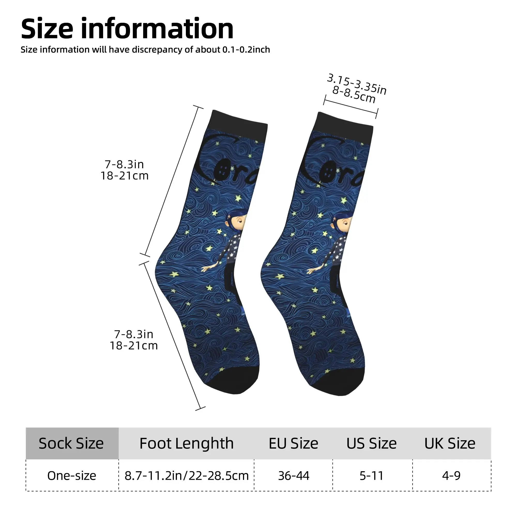 جوارب Harajuku Horror Cartoon Coraline Skateboard من البوليستر للجنسين غير قابلة للانزلاق