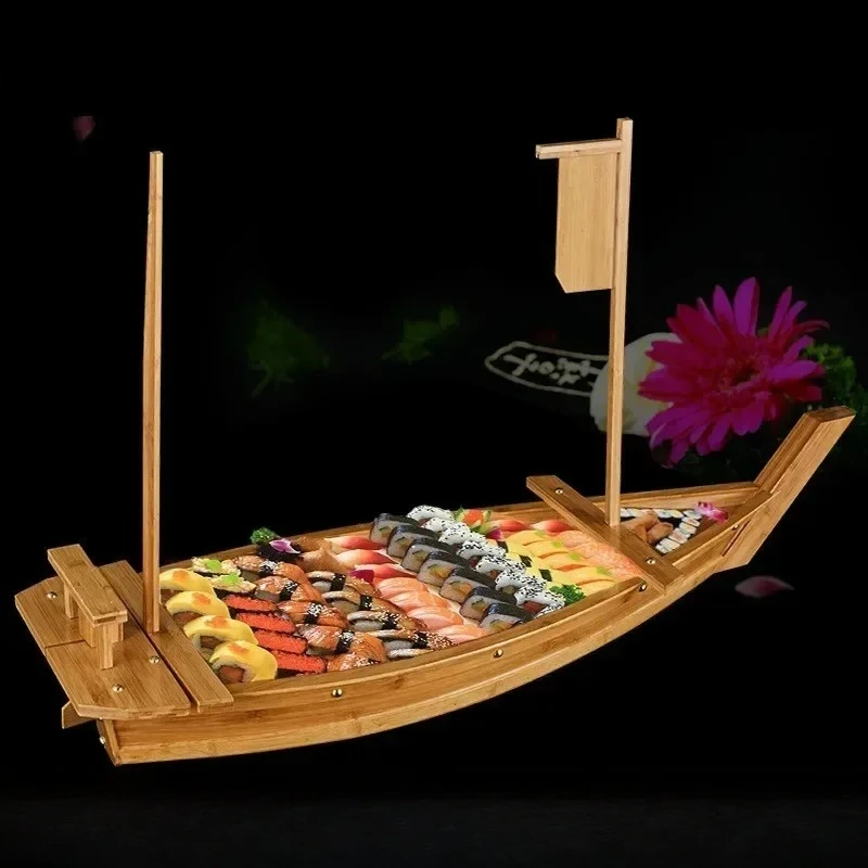 New Luxury Sashimi Boat Dry Ice Boat Sashimi Platter Sushi Tableware Japanese Cuisine Wooden Sushi Boat Bamboo Sushi Tool